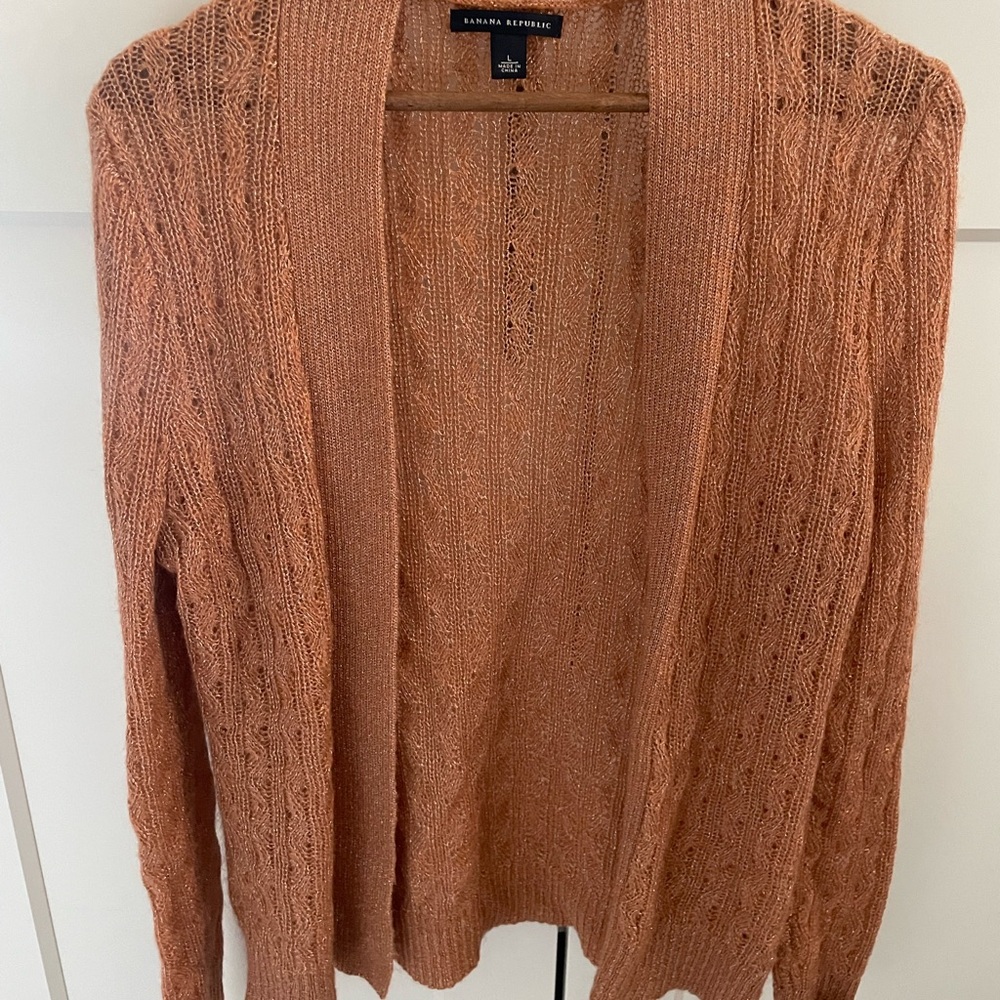 Banana Republic Women's Peach, Shimmery Sweater, Size L